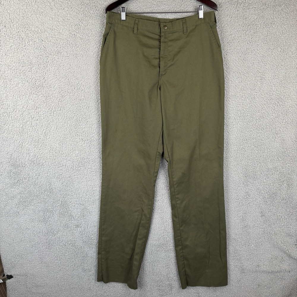 Vintage Boy Scout Pants 36x38 Green Olive Uniform Talon Zipper 70s Unhemmed